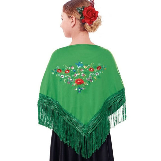 Scialle Verde Ricamato per bambina