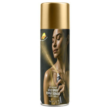 Spray make-up corpo e capelli dorato