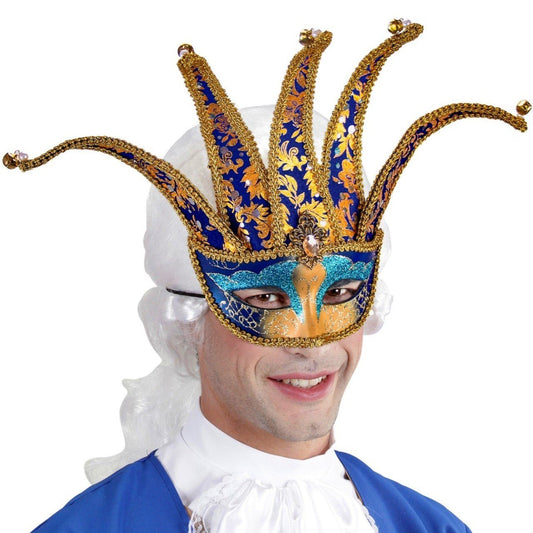 Maschera Veneziana Arlecchino Blu