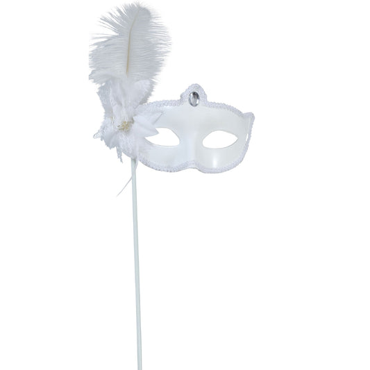 Maschera veneziana bianca con asta