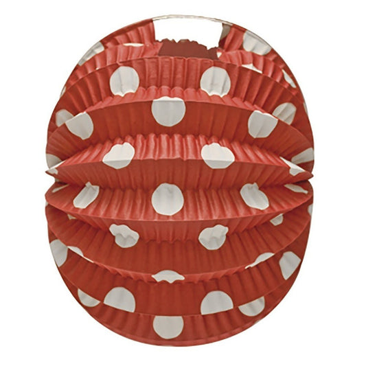 Pack di 12 Lanterne Rosse con Pois Bianchi