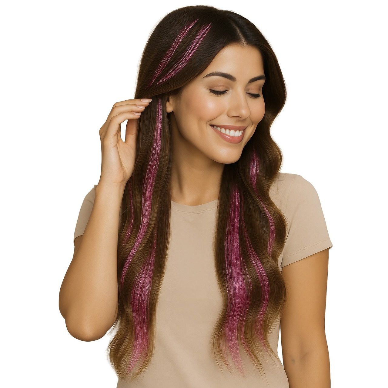 Pack di 3 Ciocche Rosa Brillante