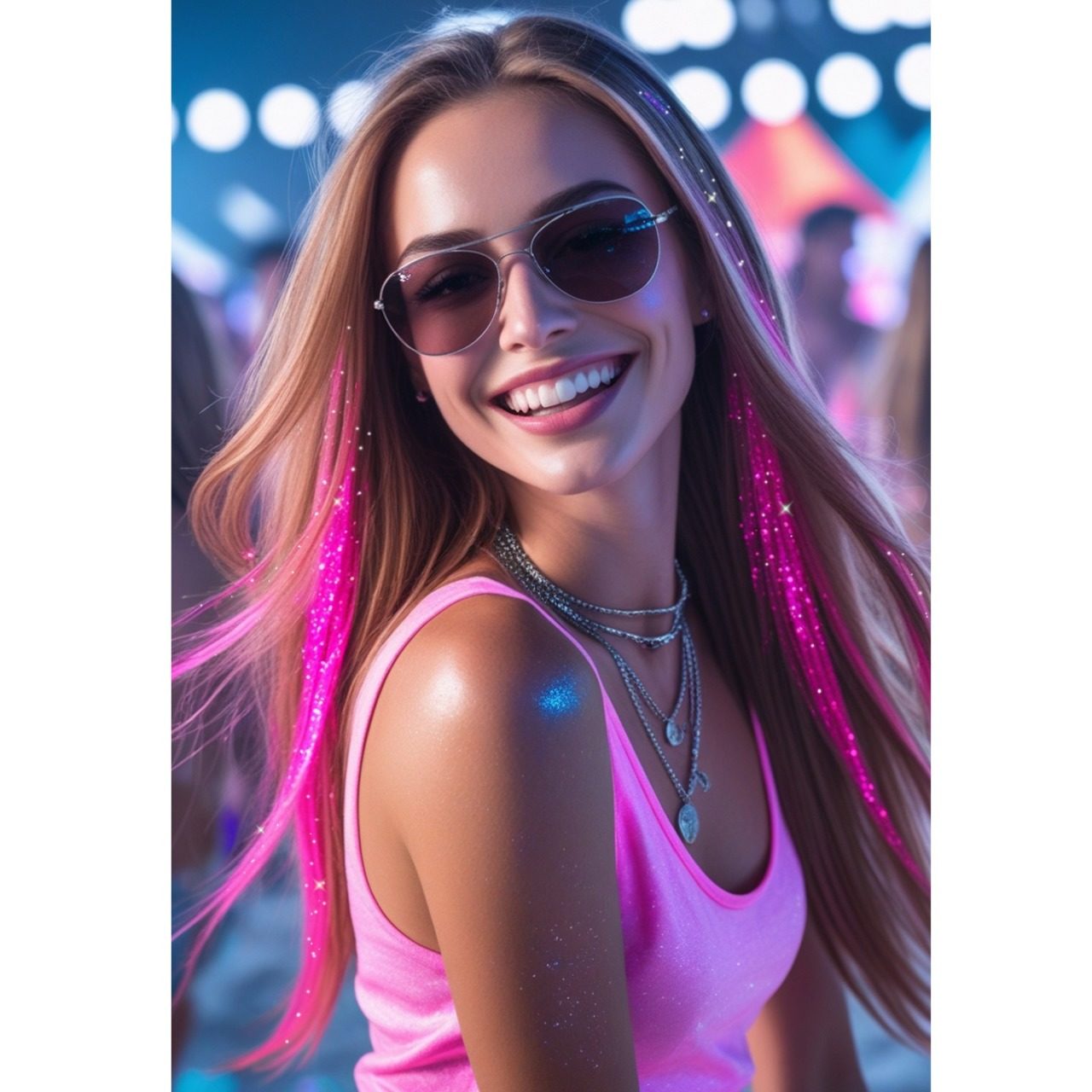 Pack di 3 Ciocche Rosa Brillante
