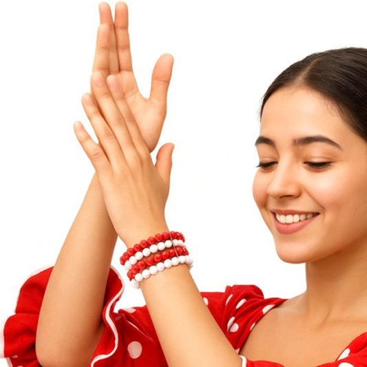 Pack da 4 Braccialetti da Flamenca Bianchi e Rossi