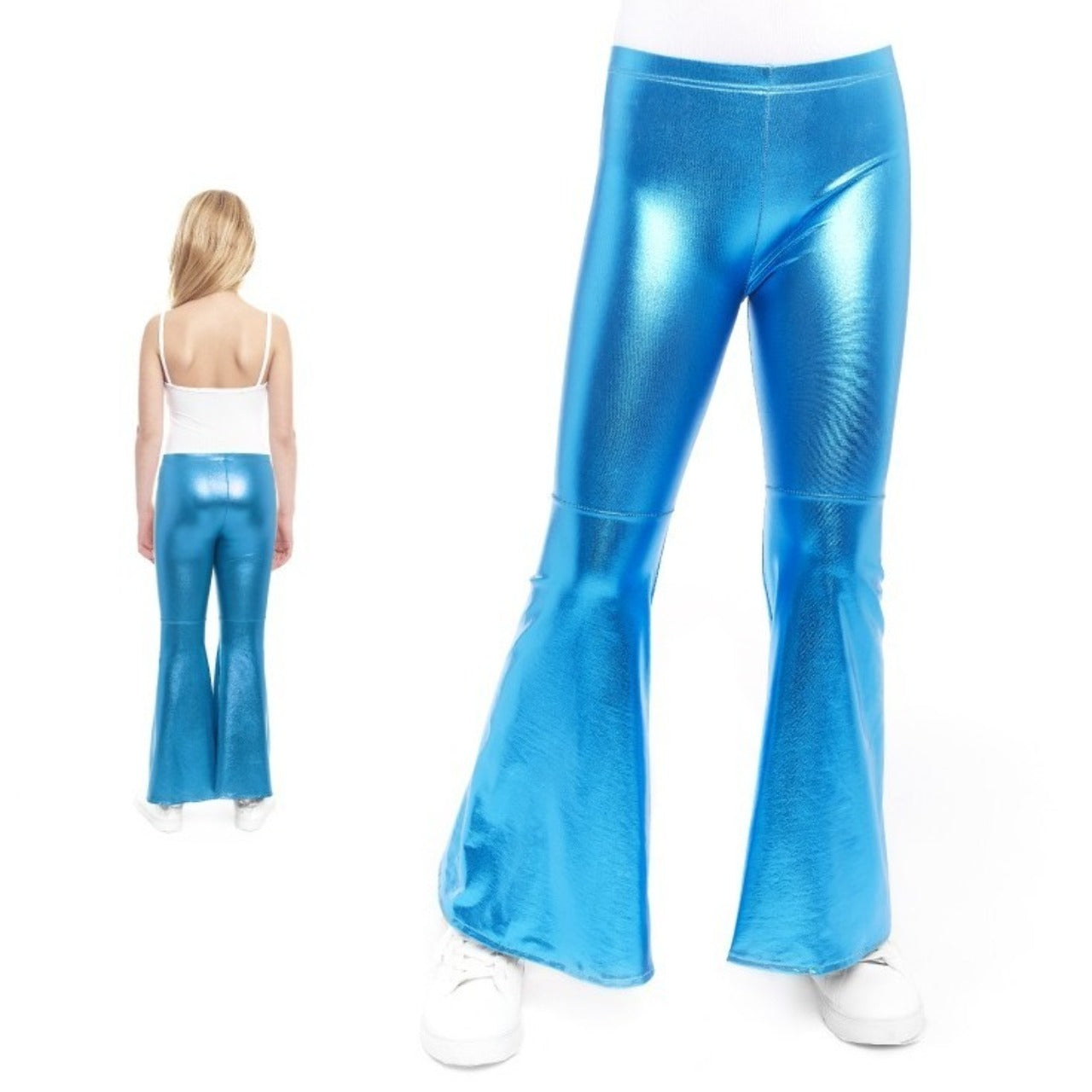 Pantalone a zampa blu metallizzato per bambini