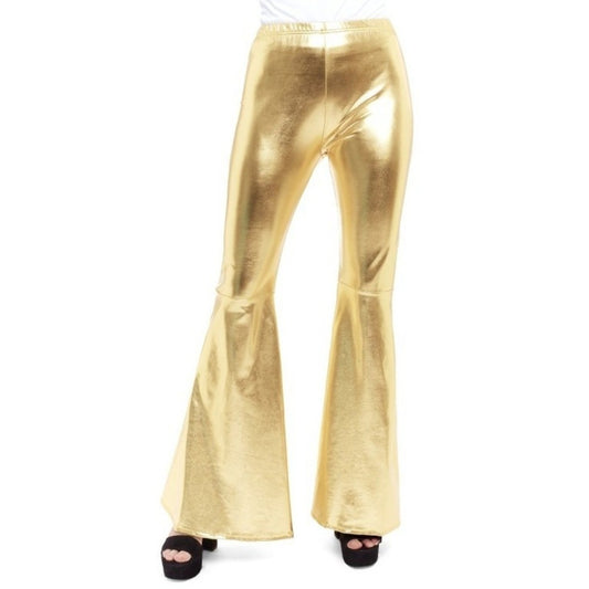 Pantaloni a zampa d’elefante dorati metallizzati