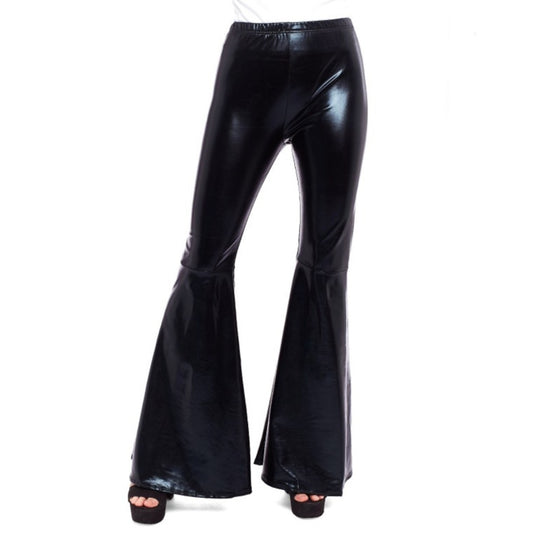Pantalone a zampa nero metallizzato