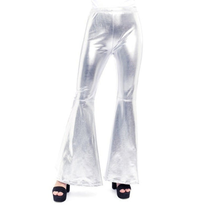 Pantalone a zampa argento metallizzato