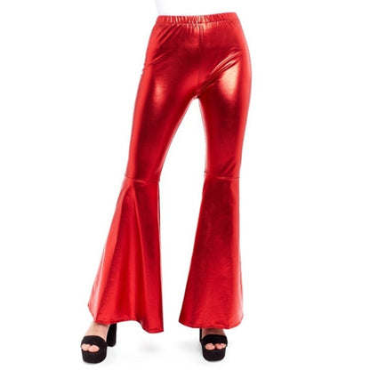 Pantaloni a zampa rossi metallizzati