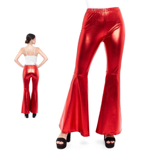 Pantaloni a zampa rossi metallizzati