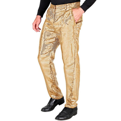 Pantaloni con paillettes dorate