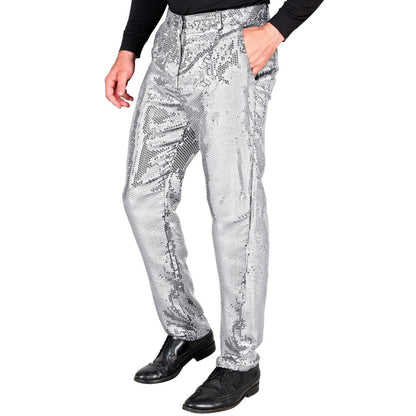 Pantaloni con paillettes argento