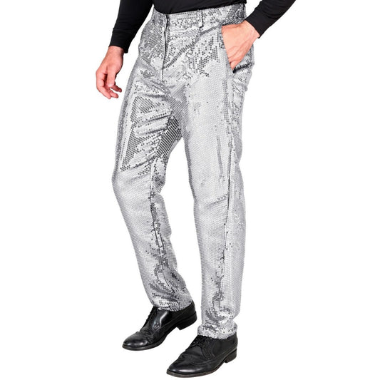 Pantaloni con paillettes argento