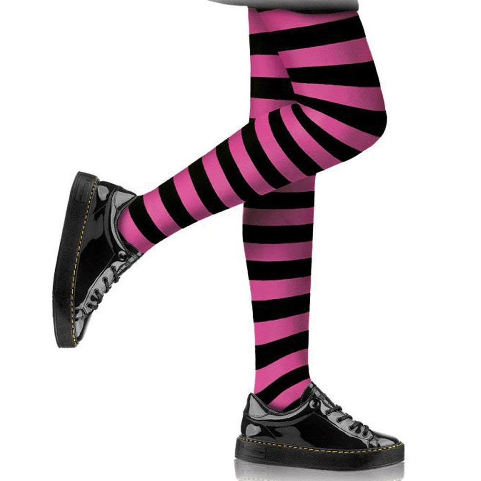 Collant a Righe Nere e Rosa infantile