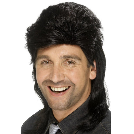 Parrucca Nera Mullet Anni 80