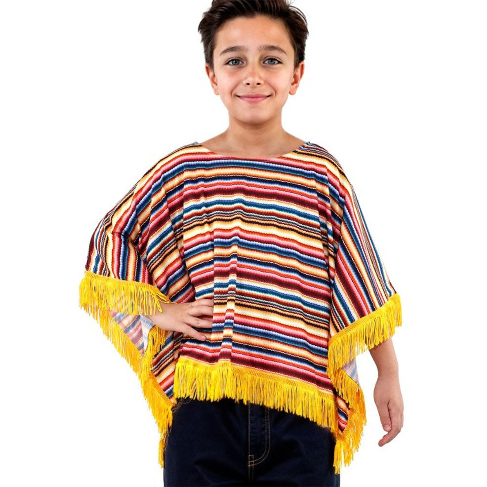 Poncho messicano a righe per bambini