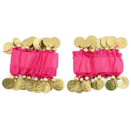 Braccialetti da zingara fucsia con monete
