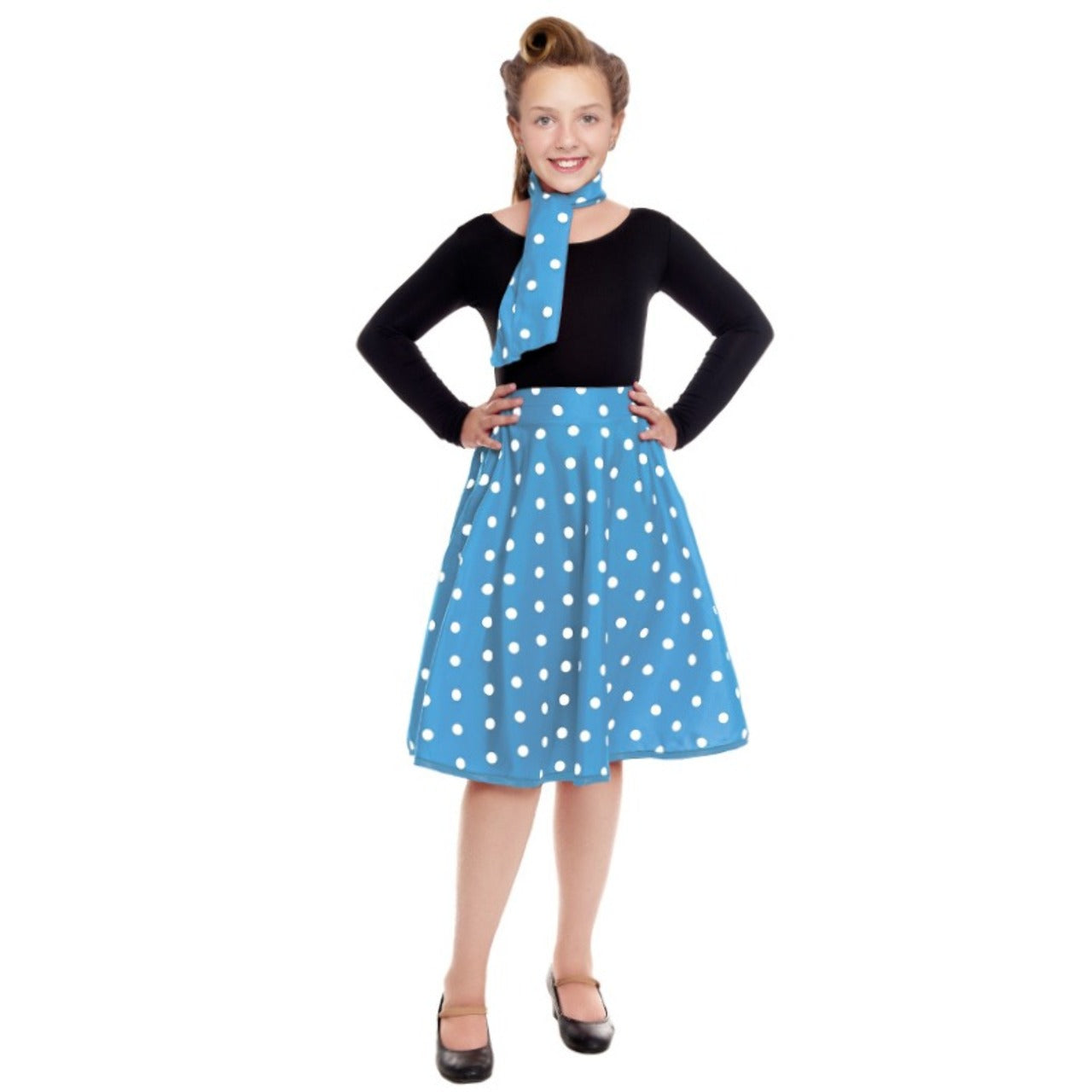 Set anni '50 blu a pois per bambini