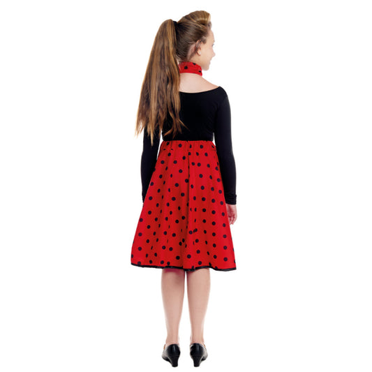 Set rosso anni '50 a pois per bambini