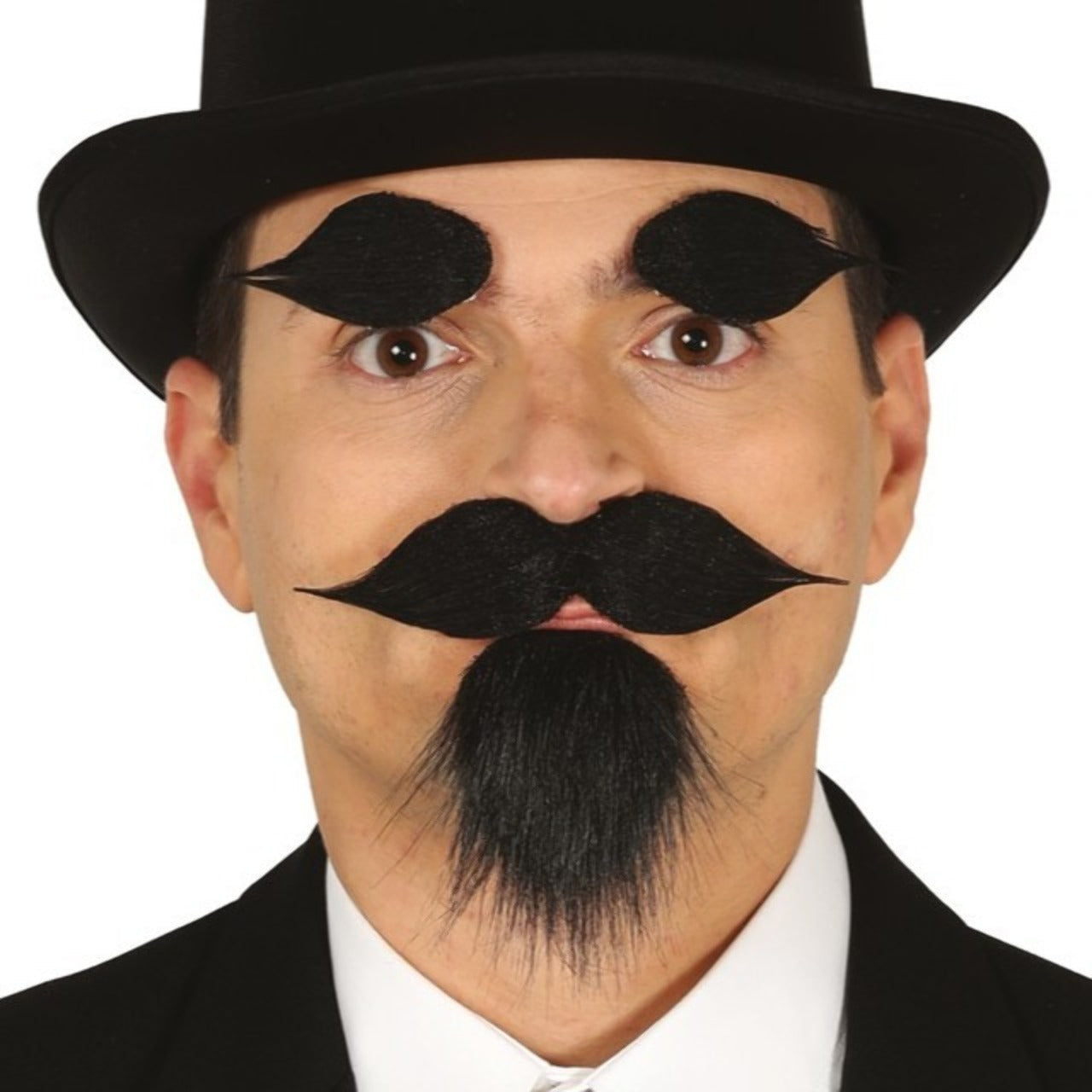 Set di Baffi, Pizzetto e Sopracciglia Nere eco