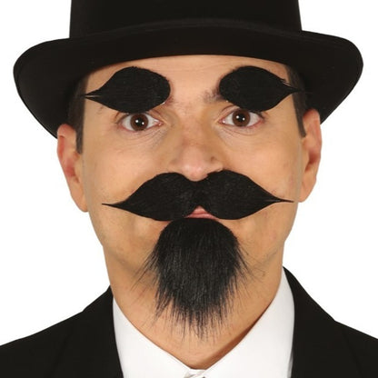 Set di Baffi, Pizzetto e Sopracciglia Nere eco