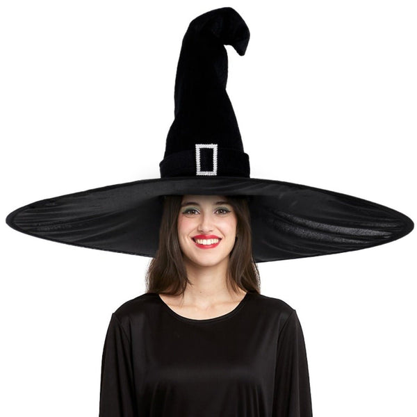 LUTER Cappello da Strega di Halloween, 45x45cm Cappello da Strega con Nappe Decorazione Cappello da Strega a Punta Accessori Cosplay Costume per Adolescenti Adulti Festa di Halloween (Nero