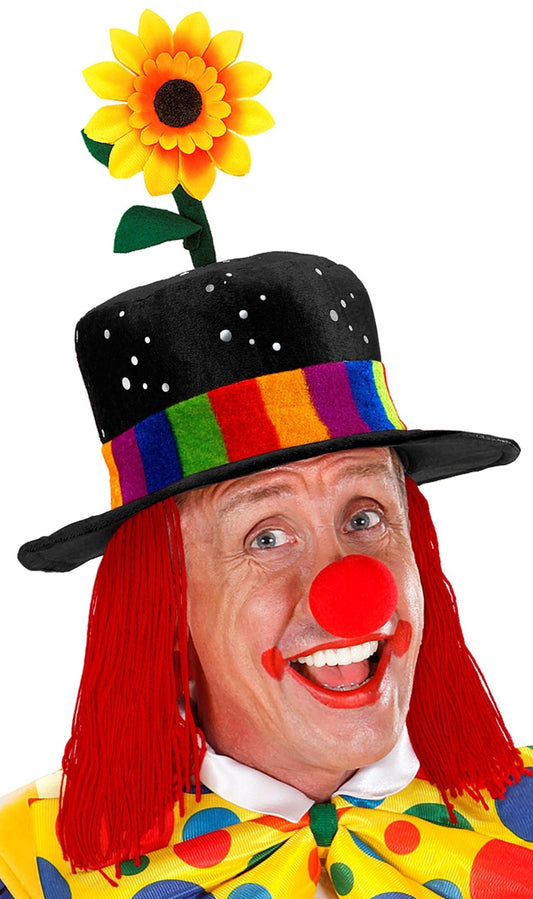 Cappello da clown nero con capelli