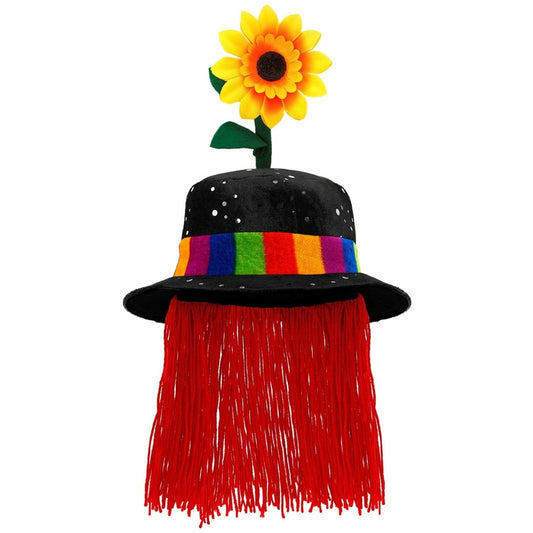 Sombrero de Payaso Negro con pelo | Don Disfraz