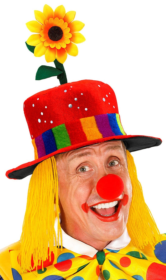 Cappello da clown rosso con i capelli