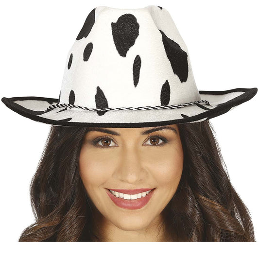 Cappello bianco da cowgirl con macchie