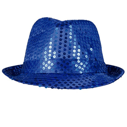 Cappello Eco Gangster con paillettes blu