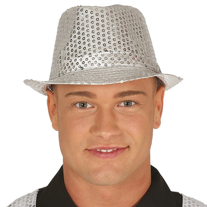Cappello da Gangster Argento con paillettes Eco