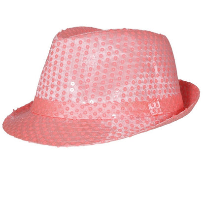 Cappello da gangster con paillettes rosa