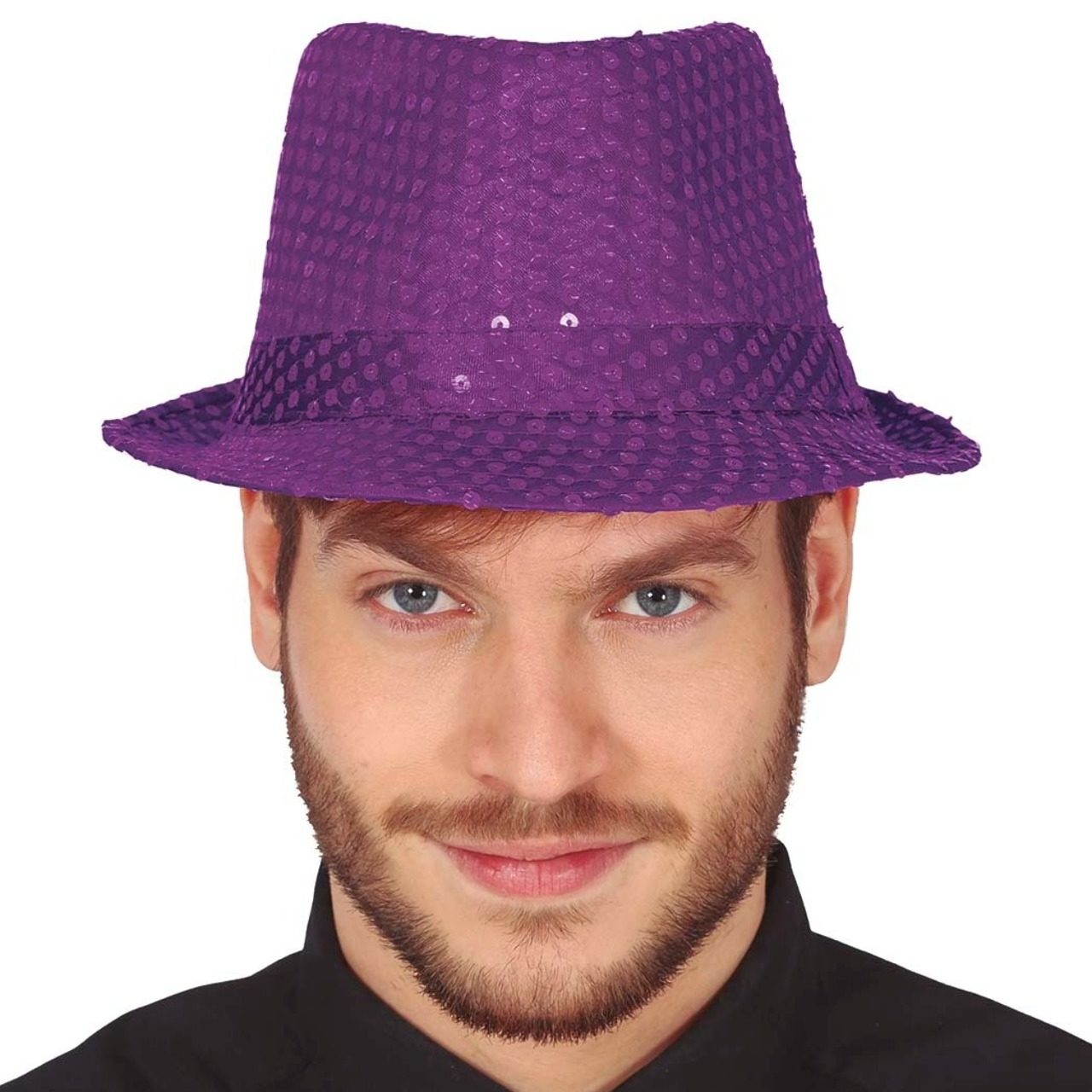 Cappello da Gangster Viola con Paillettes