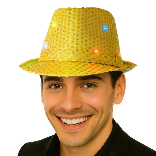 Cappello a Cilindro Paillettes Oro Luci