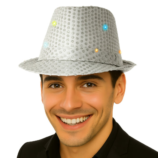 Cappello a cilindro Paillettes Argento Luci