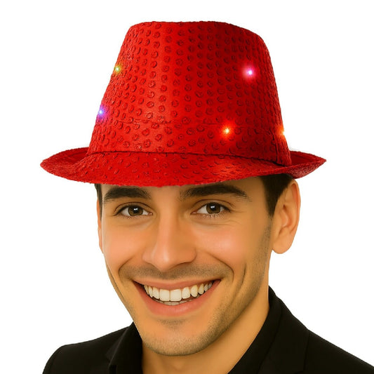 Cappello a Cilindro Paillettes Rosso Luci