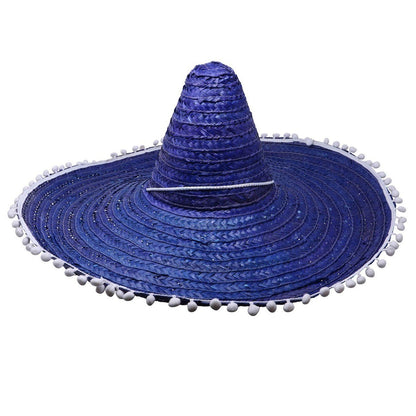 Cappello messicano di paglia grande blu