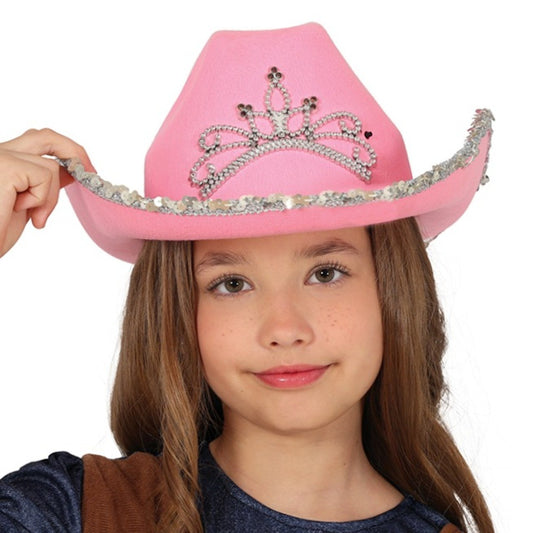 Cappello da cowgirl con corona rosa per bambini