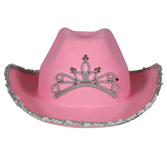 Cappello da cowgirl con corona rosa per bambini