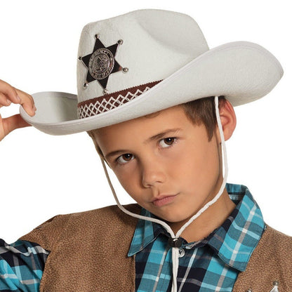 Cappello da Cowboy Sceriffo bianco per bambini