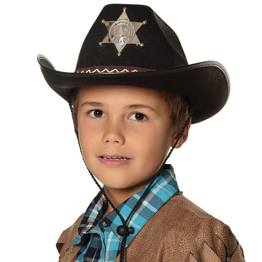 Cappello da cowboy sceriffo nero per bambini