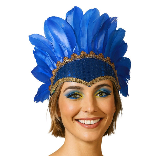 Copricapo con Piume Blu Eco