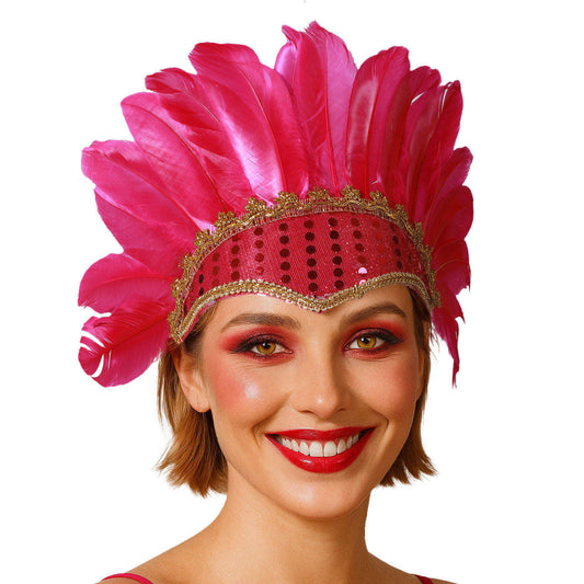Copricapo con Piume Fucsia Eco
