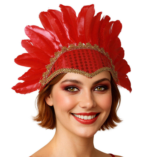 Copricapo con Piume rosse Eco