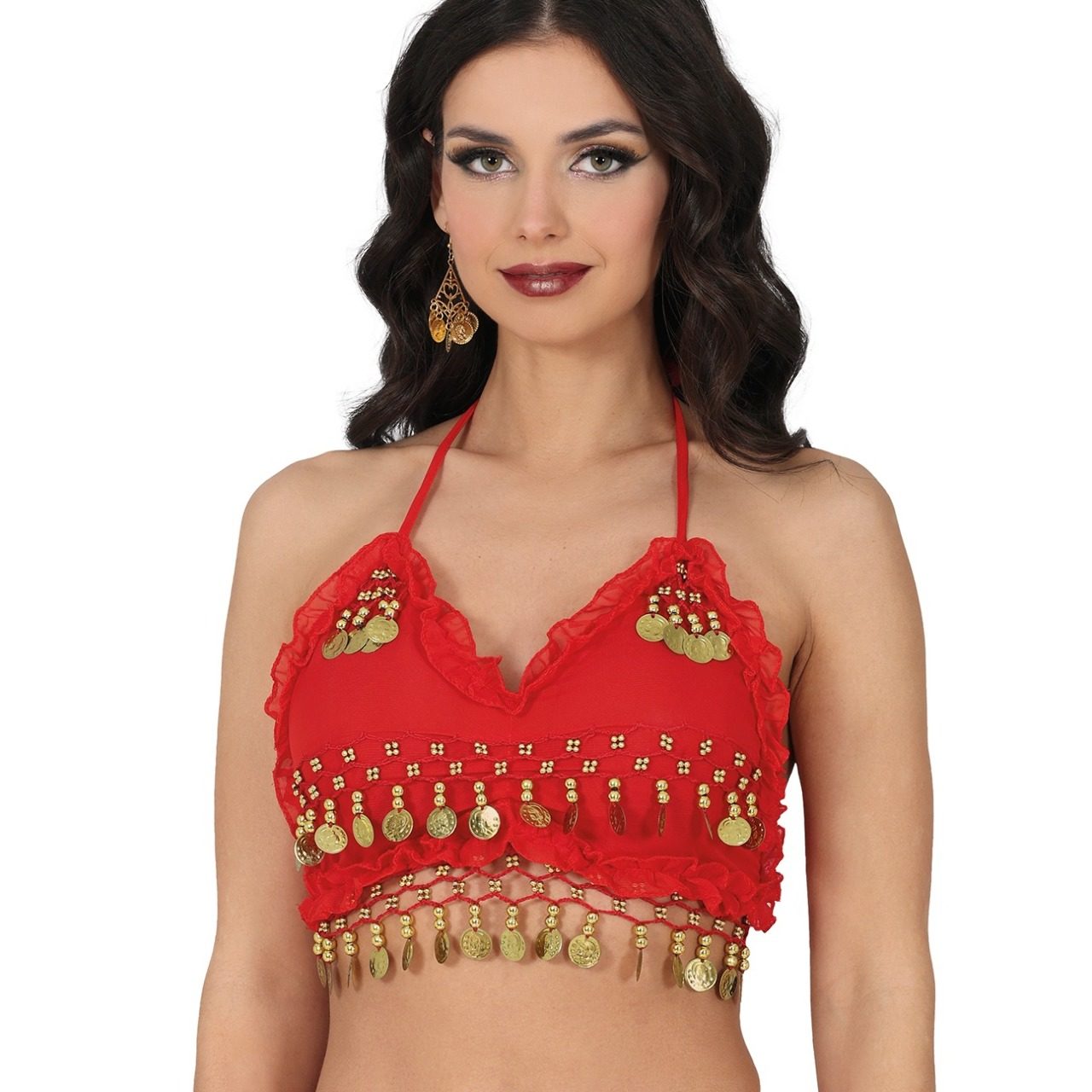 Top Danza del Vientre Rosso Monete