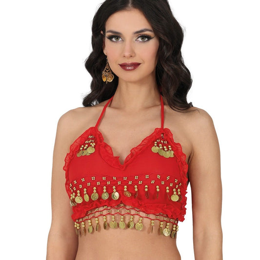 Top Danza del Vientre Rosso Monete