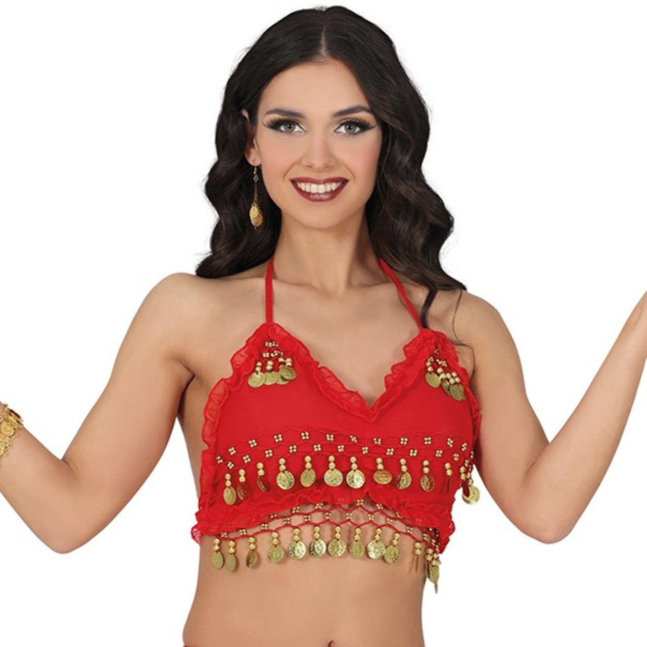 Top Danza del Vientre Rosso Monete