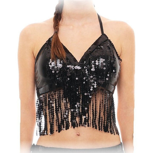 Top con paillettes nero