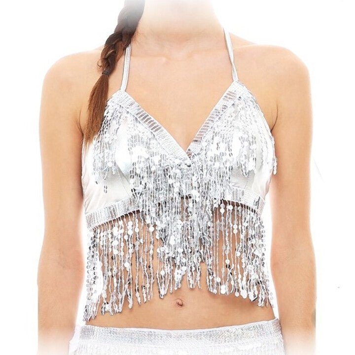 Top con paillettes argentato